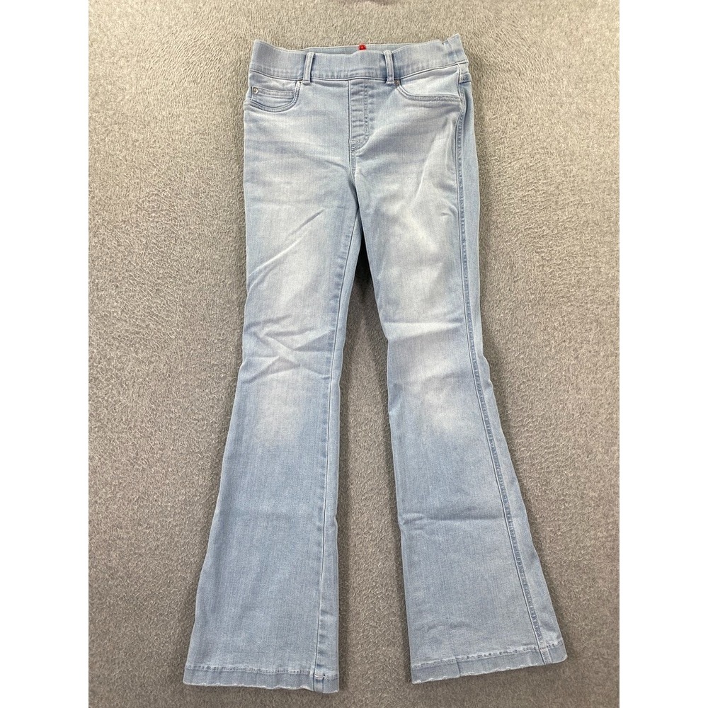 Spanx Mid Rise Pull On Retro Flare Light Wash Jeans Women's Size Small Stretch